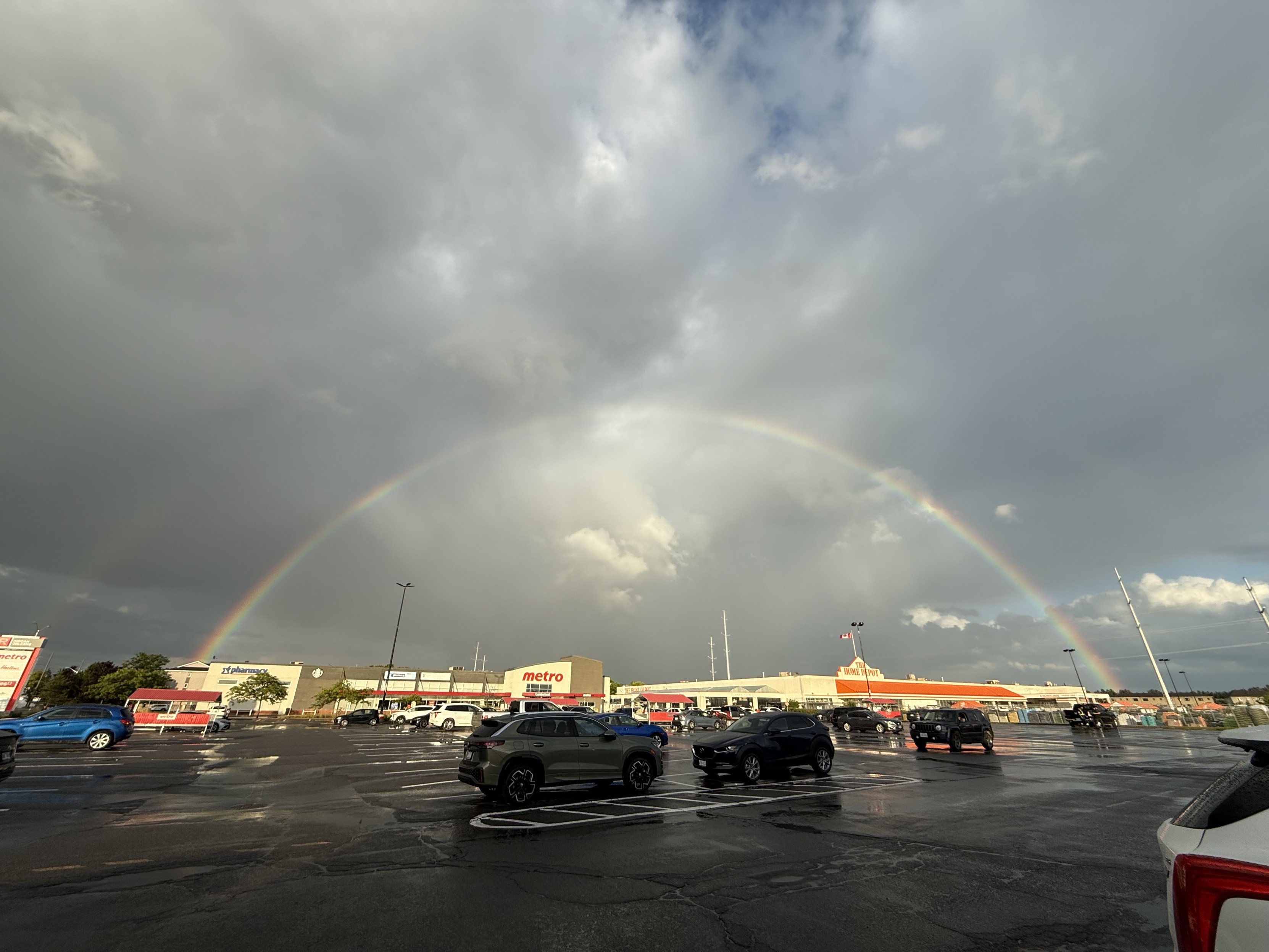 Rainbow after unexpected downpour.